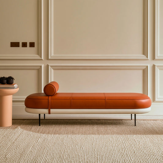 Akzentstuhl mit Lederbezug, Farbe: orange